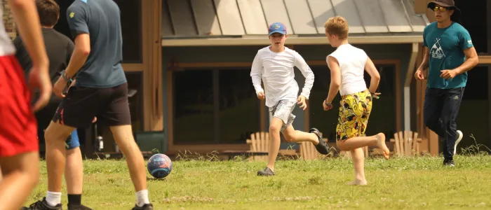 campers playing soccer
