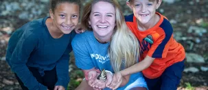 Kids holding a butterfly