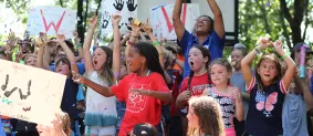 Camp cheer at assembly